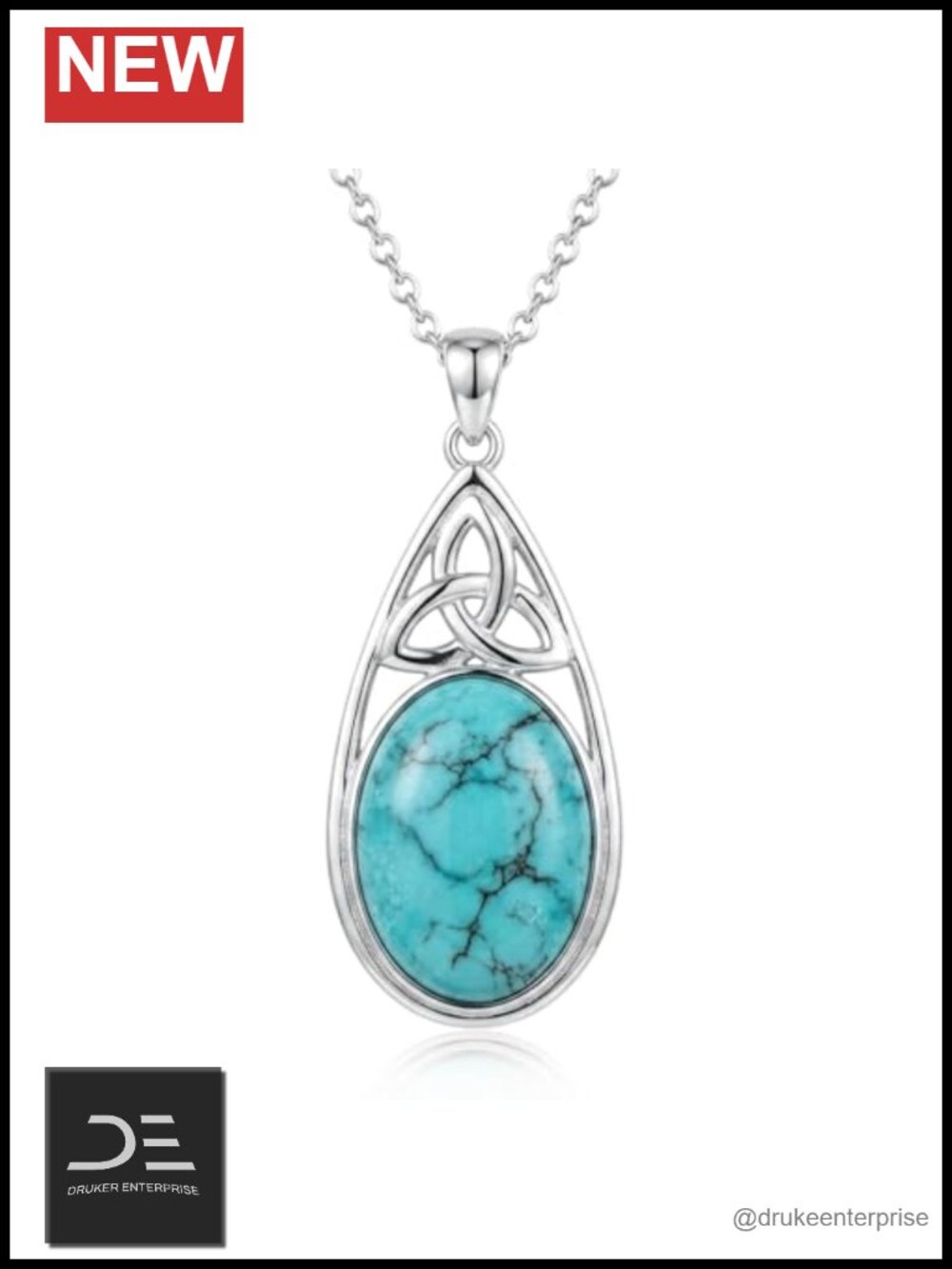 Sterling Silver Turquoise Celtic Knot Pendant Necklace